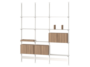 PIRA G2 - Open floor-ceiling mounted aluminium and wood bookcase by String Furniture - view 2